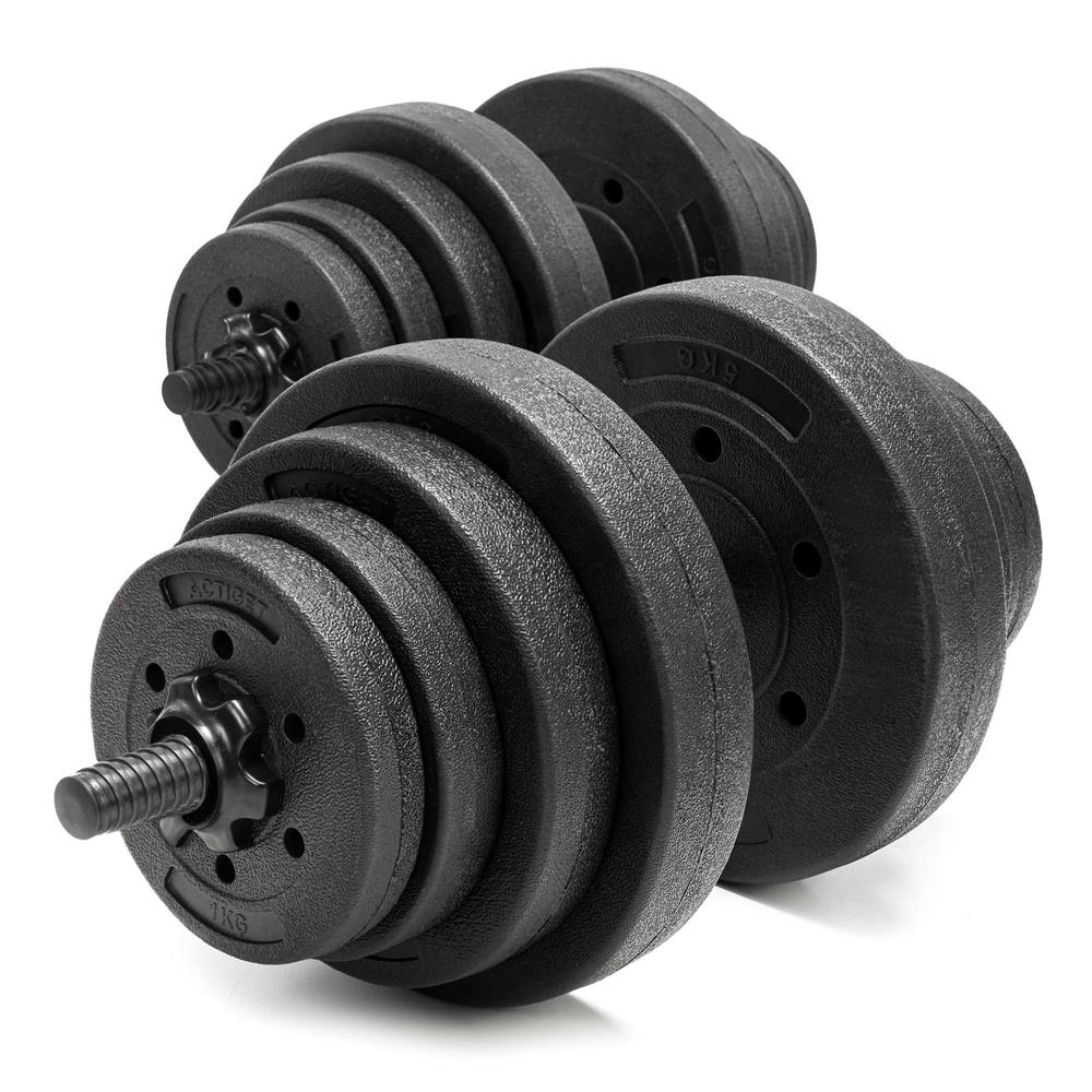 Állítható súlyzókészlet 30 kg (2 x 15 kg), PP bevonatú súlyzólapokkal, fekete - Image 2