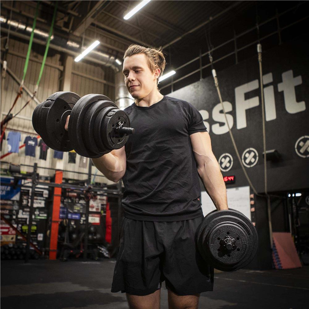 Állítható súlyzókészlet 30 kg (2 x 15 kg), PP bevonatú súlyzólapokkal, fekete - Image 14