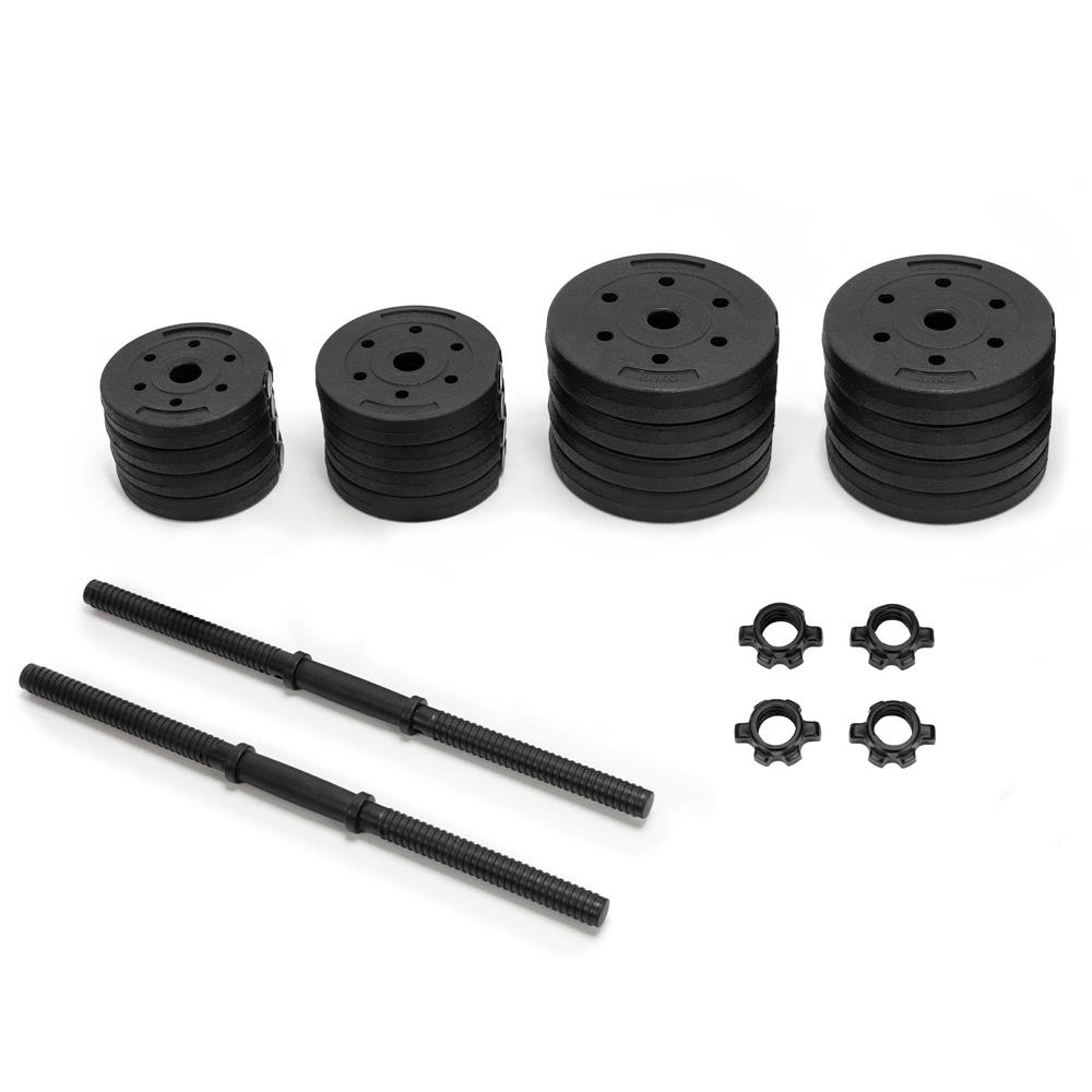 Állítható súlyzókészlet 30 kg (2 x 15 kg), PP bevonatú súlyzólapokkal, fekete - Image 4