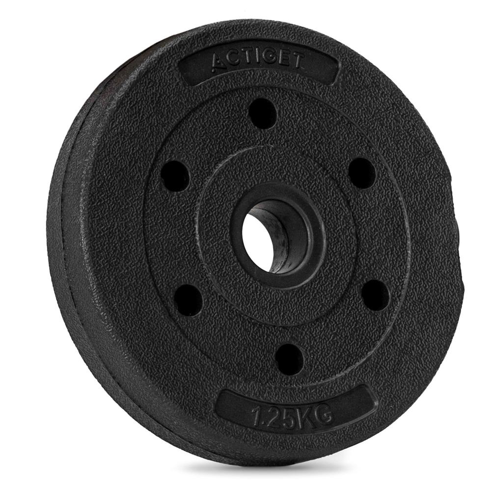 1,25 kg-os súlytárcsa súlyzórúdhoz, bitumen töltettel, PP borítással, 29 mm, fekete