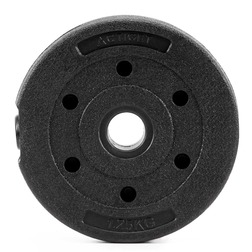 1,25 kg-os súlytárcsa súlyzórúdhoz, bitumen töltettel, PP borítással, 29 mm, fekete - Image 2