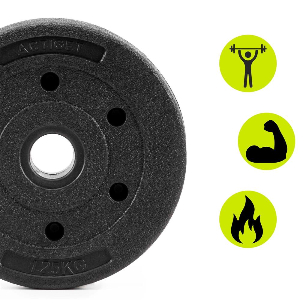 1,25 kg-os súlytárcsa súlyzórúdhoz, bitumen töltettel, PP borítással, 29 mm, fekete - Image 4