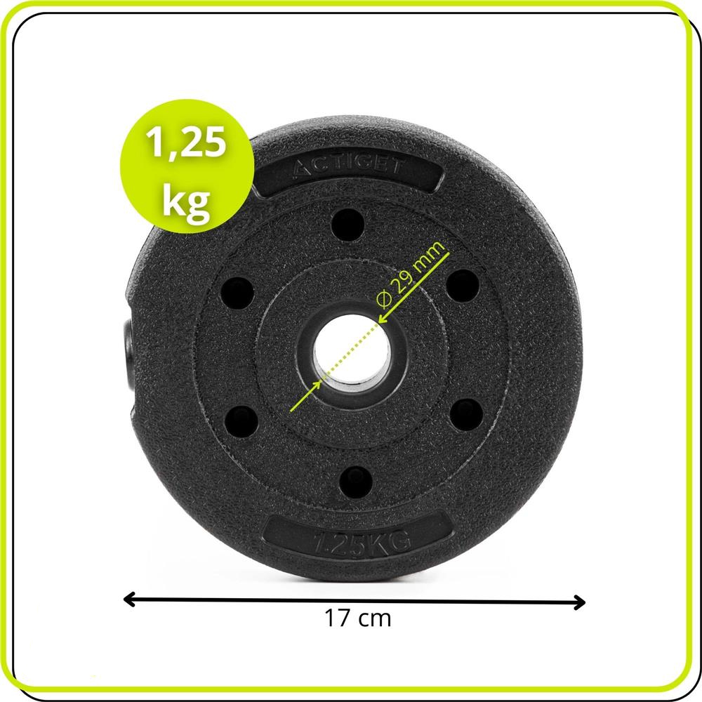 1,25 kg-os súlytárcsa súlyzórúdhoz, bitumen töltettel, PP borítással, 29 mm, fekete - Image 5