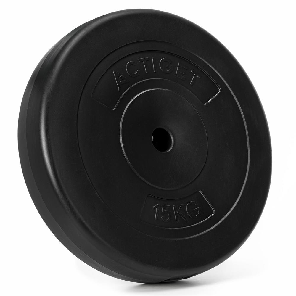15 kg-os súlytárcsa súlyzórúdhoz, 31 mm, bitumen kompozit, PP, 37x7 cm, fekete