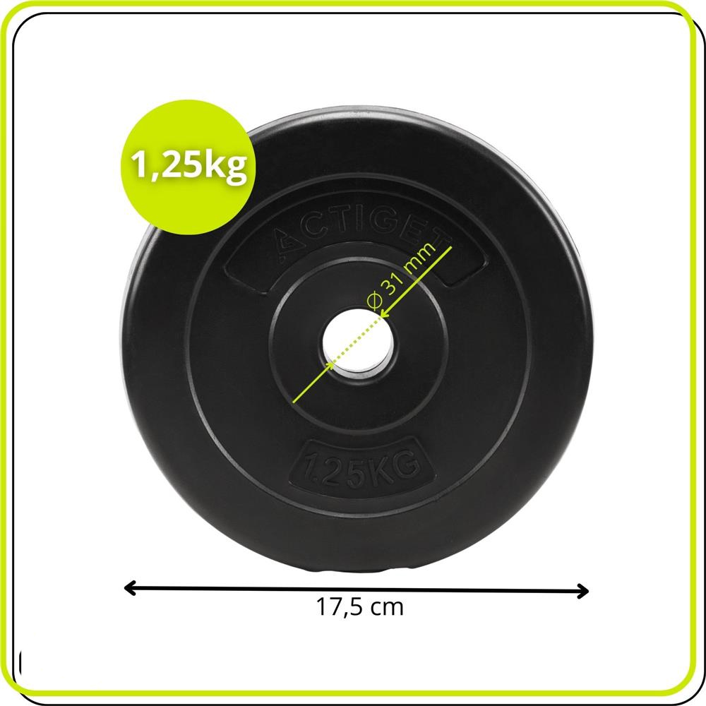 1,25 kg-os súlytárcsa súlyzórúdhoz, 31 mm, bitumen kompozit, PP, 18x3 cm, fekete - Image 6