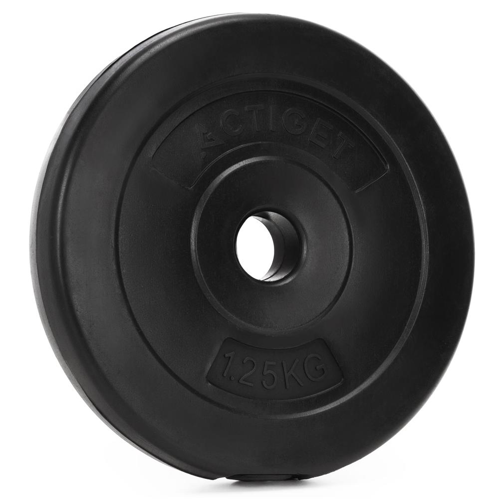 1,25 kg-os súlytárcsa súlyzórúdhoz, 31 mm, bitumen kompozit, PP, 18x3 cm, fekete