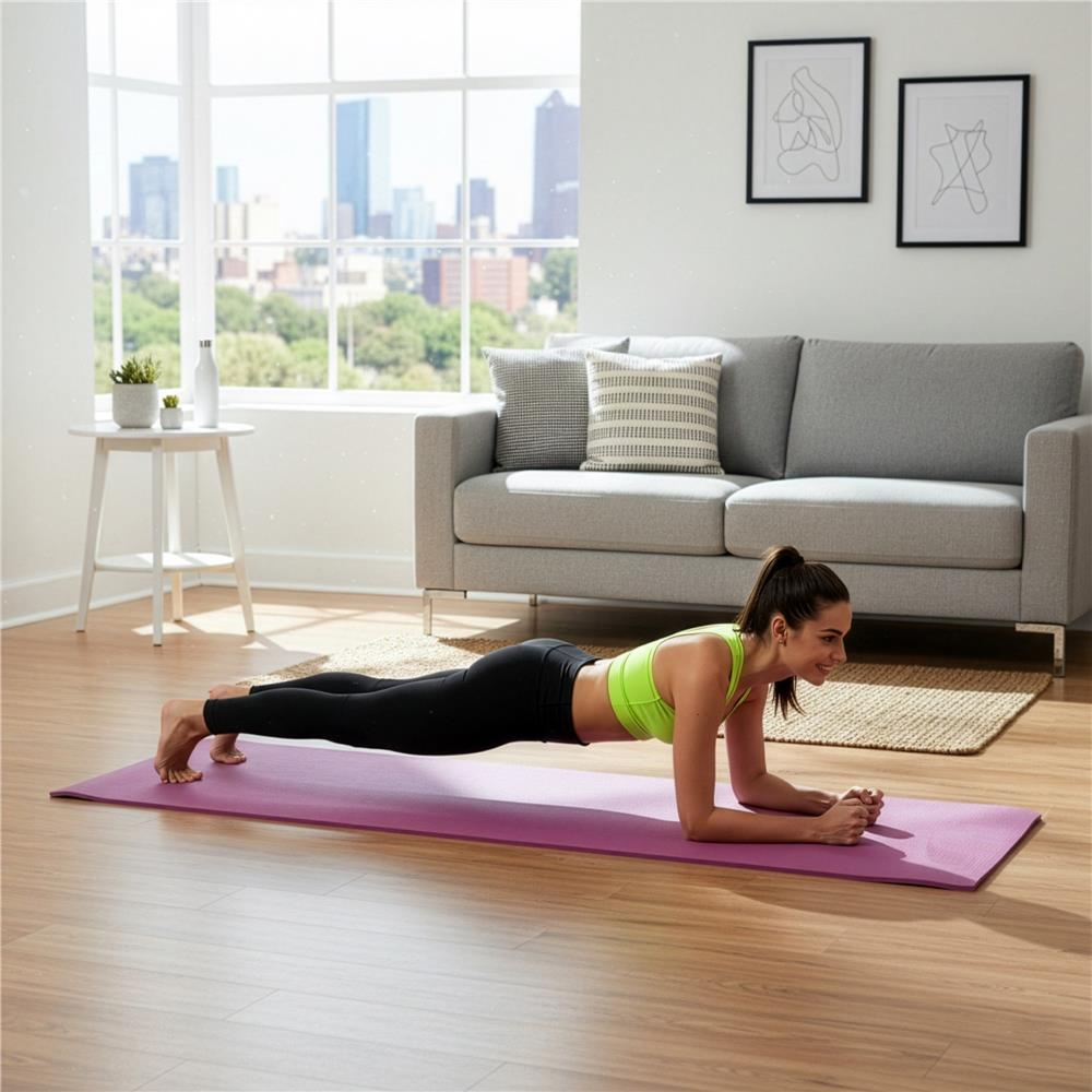 Csúszásmentes NBR fitneszszőnyeg, 183x61x1 cm, hordozópánttal, rózsaszín - Image 24