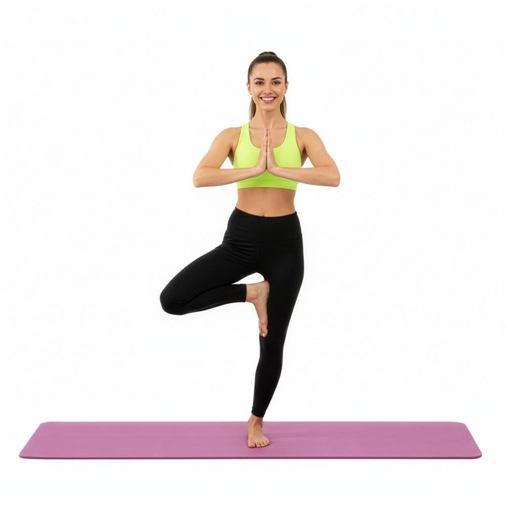 Csúszásmentes NBR fitneszszőnyeg, 183x61x1 cm, hordozópánttal, rózsaszín - Image 6