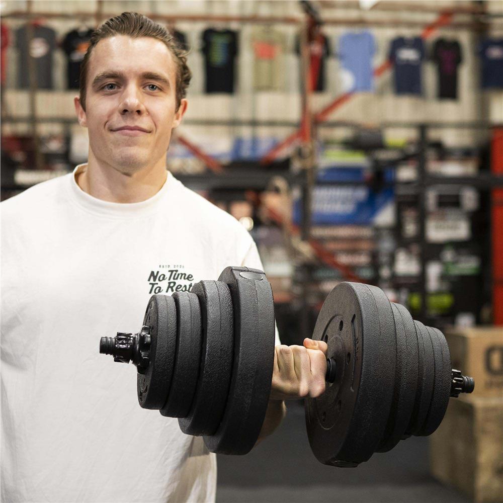 30 kg-os állítható súlyzókészlet és súlyzórúd, 16 tárcsával, fém összekötővel és habszivacs borítással, fekete - Image 21