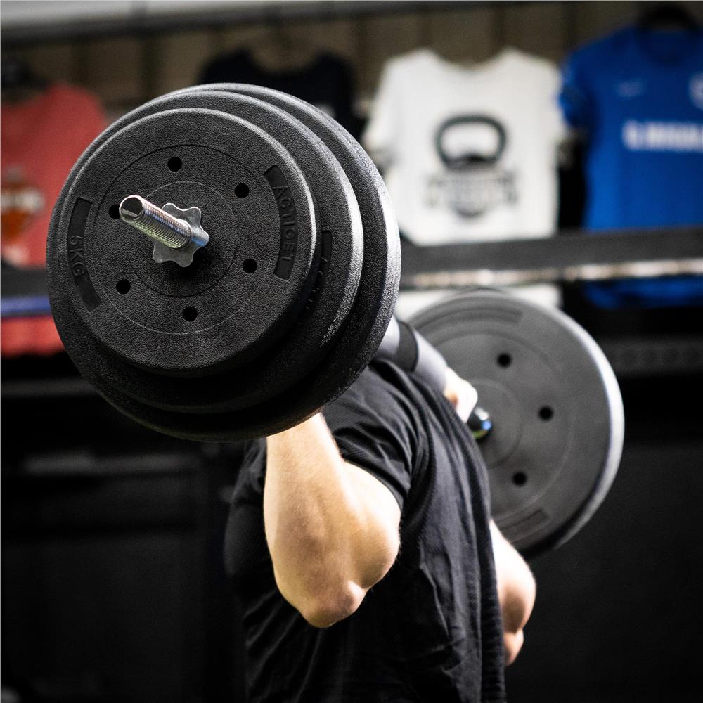 15 kg-os súlytárcsa súlyzórúdhoz, bitumen töltettel, PP borítással, 29 mm, fekete - Image 3