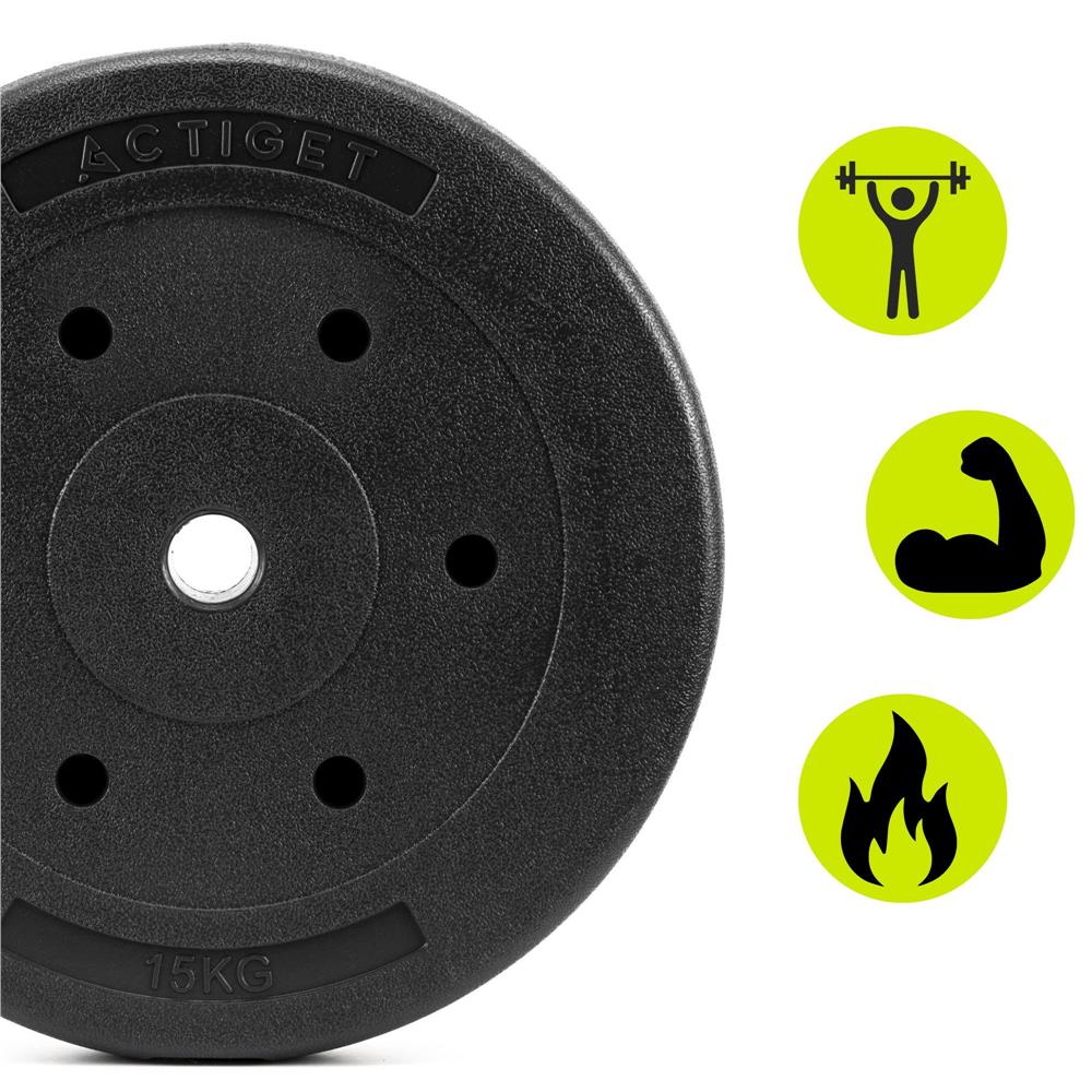 15 kg-os súlytárcsa súlyzórúdhoz, bitumen töltettel, PP borítással, 29 mm, fekete - Image 4