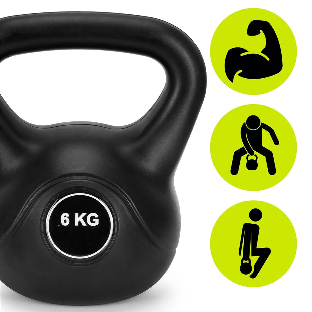 6 kg-os kettlebell, bitumen töltettel és tartós ABS borítással, 24x21 cm, fekete - Image 10