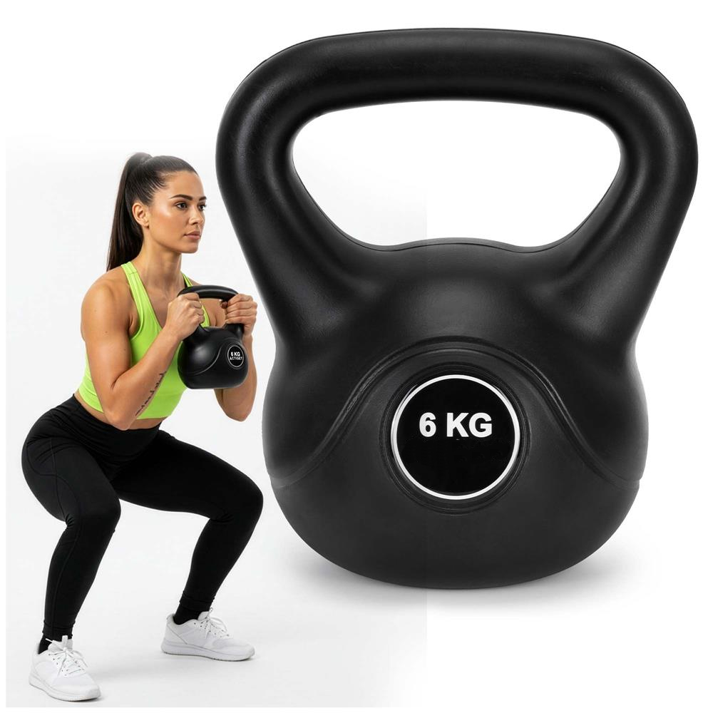 6 kg-os kettlebell, bitumen töltettel és tartós ABS borítással, 24x21 cm, fekete - Image 9