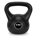 6 kg-os kettlebell, bitumen töltettel és tartós ABS borítással, 24x21 cm, fekete