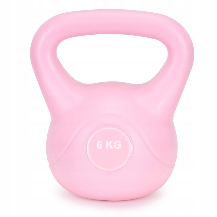 6 kg-os kettlebell, bitumen töltettel és tartós ABS borítással, 21x24 cm, rózsaszín