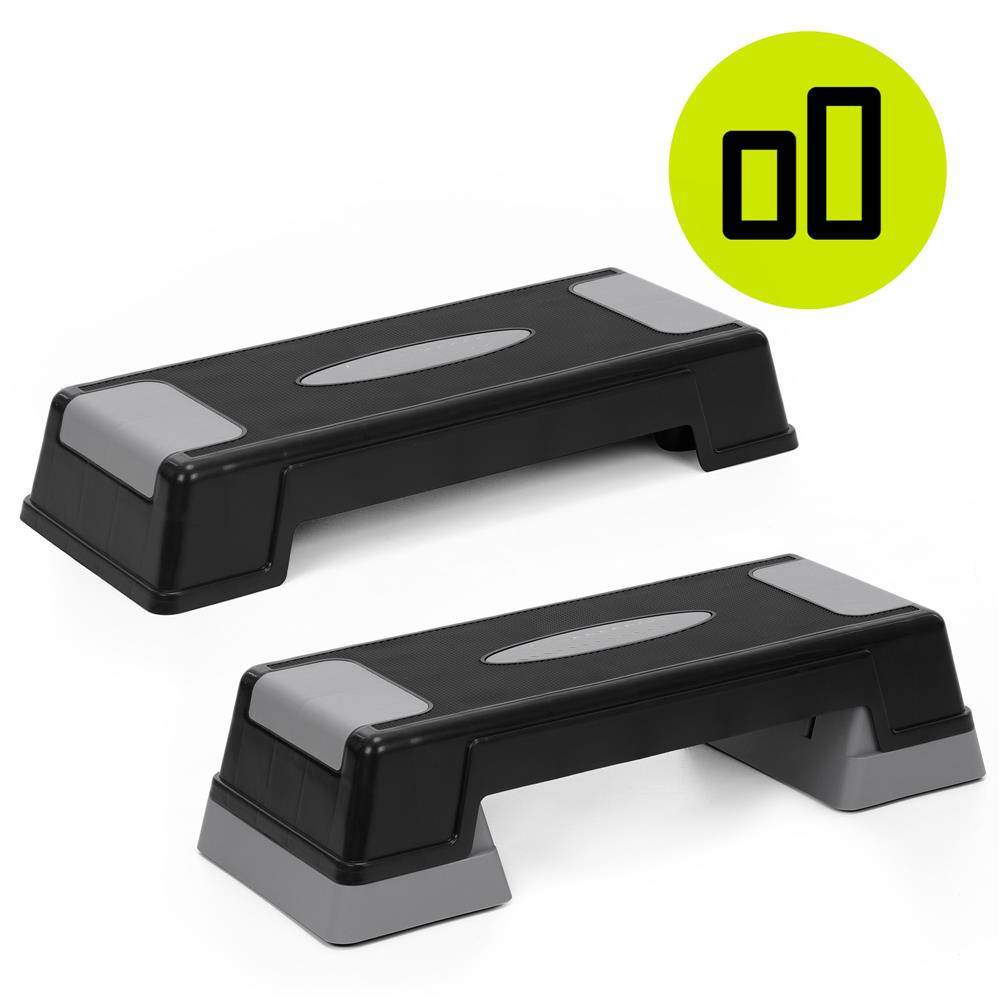 Állítható aerobik step pad, 2 magassági szinttel, PP, max. 350 kg terhelhetőség, 73x29x18 cm, fekete-szürke - Image 16