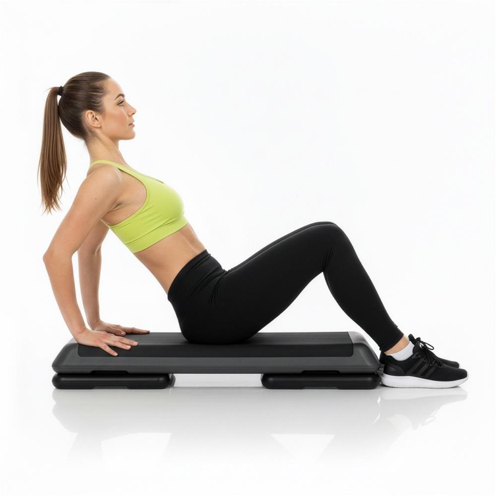 Profi állítható aerobik step pad, 3 fokozatban állítható, PP, max. 350 kg, 108x29x20 cm, fekete-szürke - Image 14