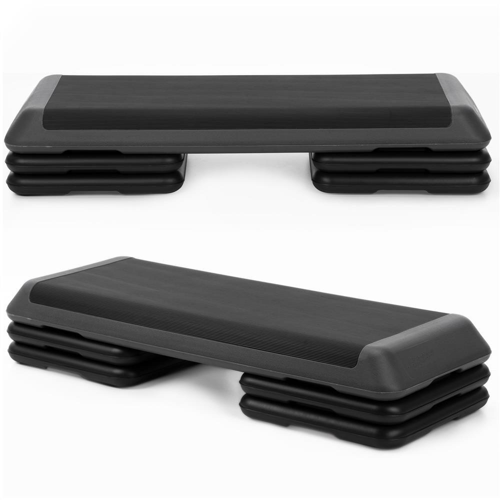 Profi állítható aerobik step pad, 3 fokozatban állítható, PP, max. 350 kg, 108x29x20 cm, fekete-szürke - Image 16