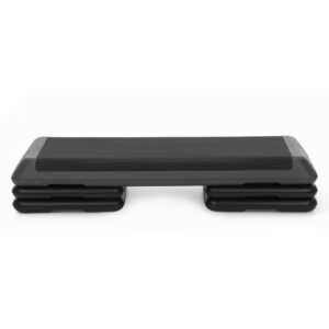 Profi állítható aerobik step pad, 3 fokozatban állítható, PP, max. 350 kg, 108x29x20 cm, fekete-szürke