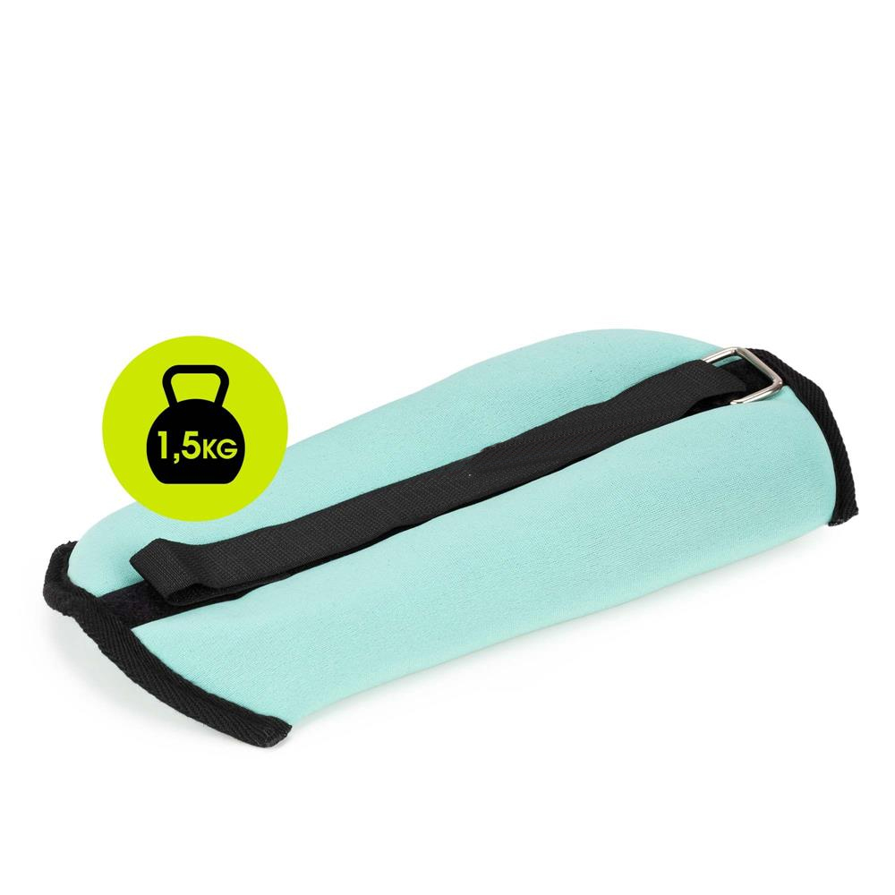Csukló- és bokasúly készlet, 2 x 1,5 kg, neoprén és vas-homok töltet, 28x13 cm, mentazöld - Image 2