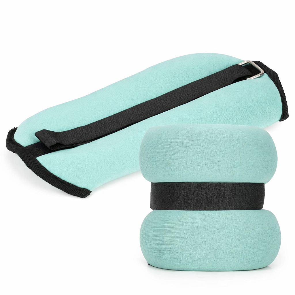Csukló- és bokasúly készlet, 2 x 1,5 kg, neoprén és vas-homok töltet, 28x13 cm, mentazöld