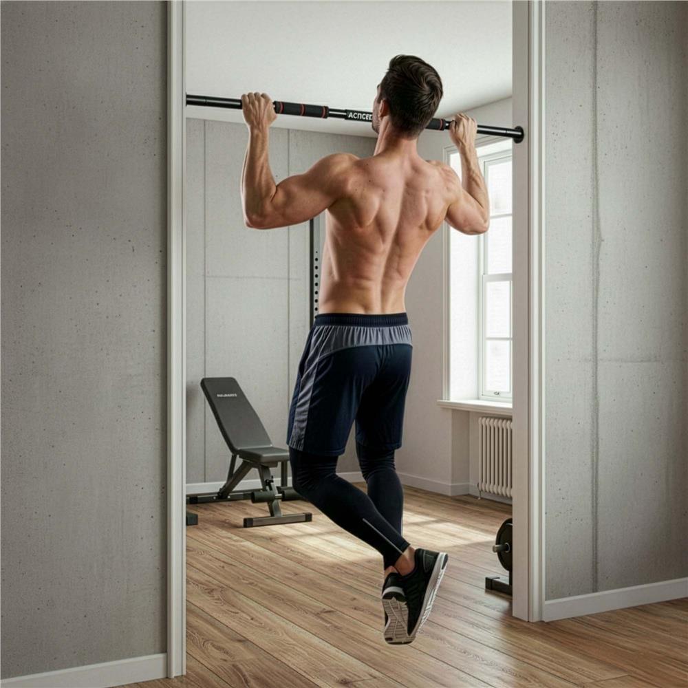 Állítható ajtóhúzósín 82–130 cm-es ajtókhoz, acél és NBR hab, teherbírás 300 kg, fekete - Image 4