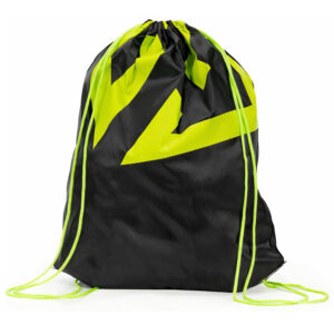 Sport hátizsák zsinóros záródással, 210D Oxford poliészter, 45x35 cm, fekete és limezöld