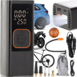 Hordozható autós gumikompresszor 12V, 7500 mAh akkumulátor, 150 PSI, digitális nyomásmérővel, LED lámpával és powerbank funkcióval