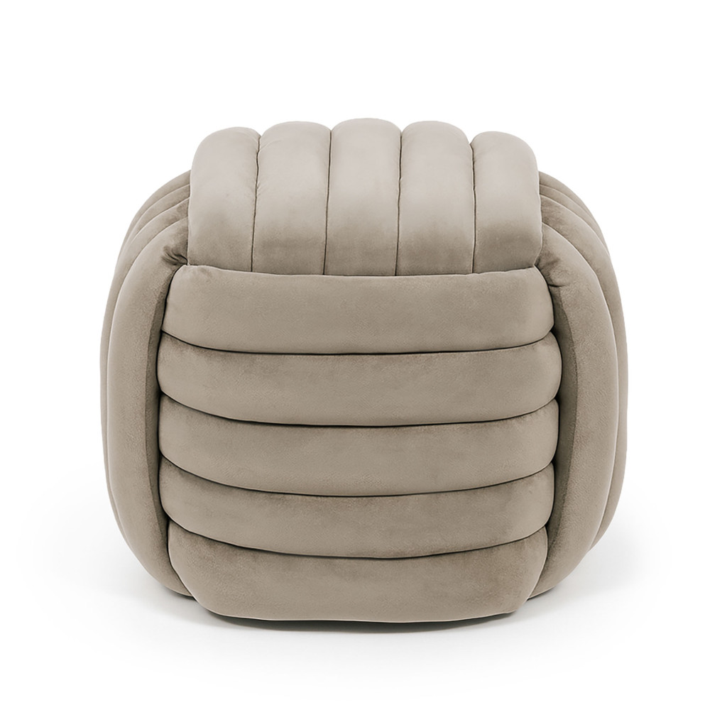 Nilo kárpitozott puff, velúr, 53x50x43 cm, bézs - Image 6