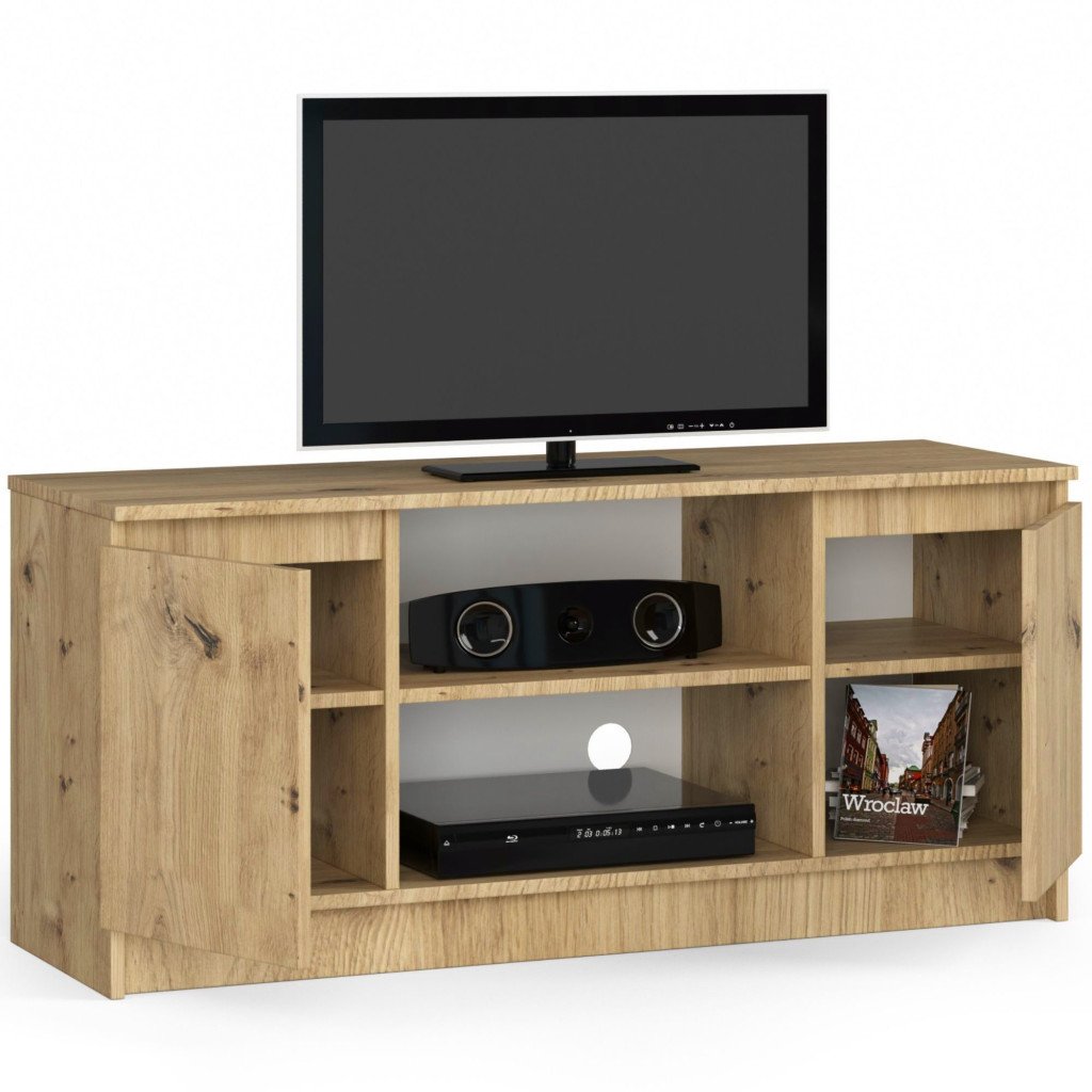 TV komód 2 ajtóval és egy polccal, PAL laminált 16 mm, 120x40x55 cm, kézműves tölgy - Image 2