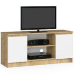 TV-szekrény 2 ajtóval és egy polccal, PAL laminált 16 mm, 120x40x55 cm, kézműves tölgy és fehér