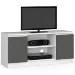 TV-szekrény 2 ajtóval és egy polccal, PAL laminált 16 mm, 120x40x55 cm, fehér és szürke