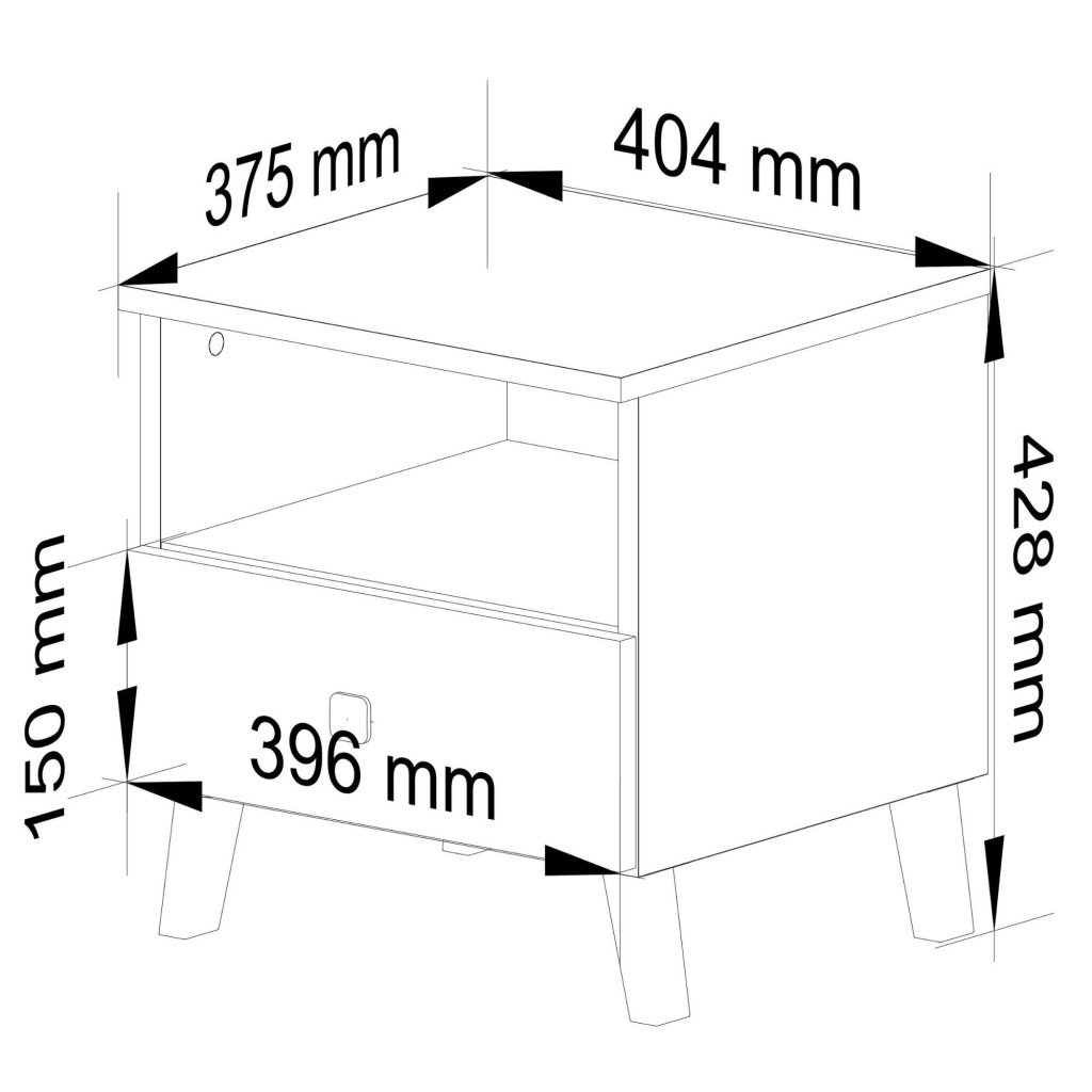 MOBI K01 fiókos szekrény nyitott polccal, PAL laminált 16 mm, 40x37x43 cm, kasmír arany részletekkel - Image 3