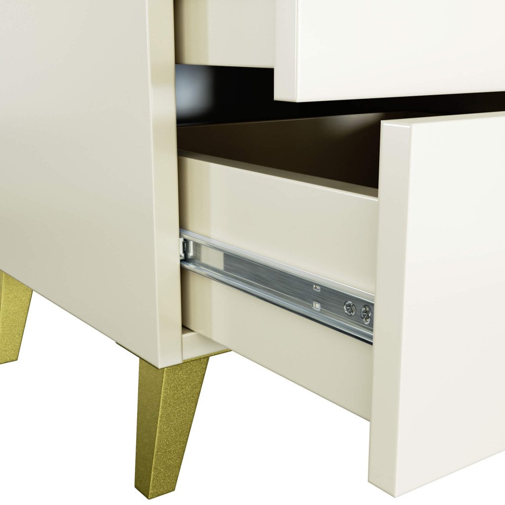 MOBI K-02 fiókos komód 2 fiókkal, PAL laminált 16 mm, 40x37x43 cm, kasmír arany részletekkel - Image 4