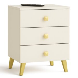 MOBI K-03 fiókos komód 3 fiókkal, PAL laminált 16 mm, 40x37x58 cm, kasmír arany részletekkel