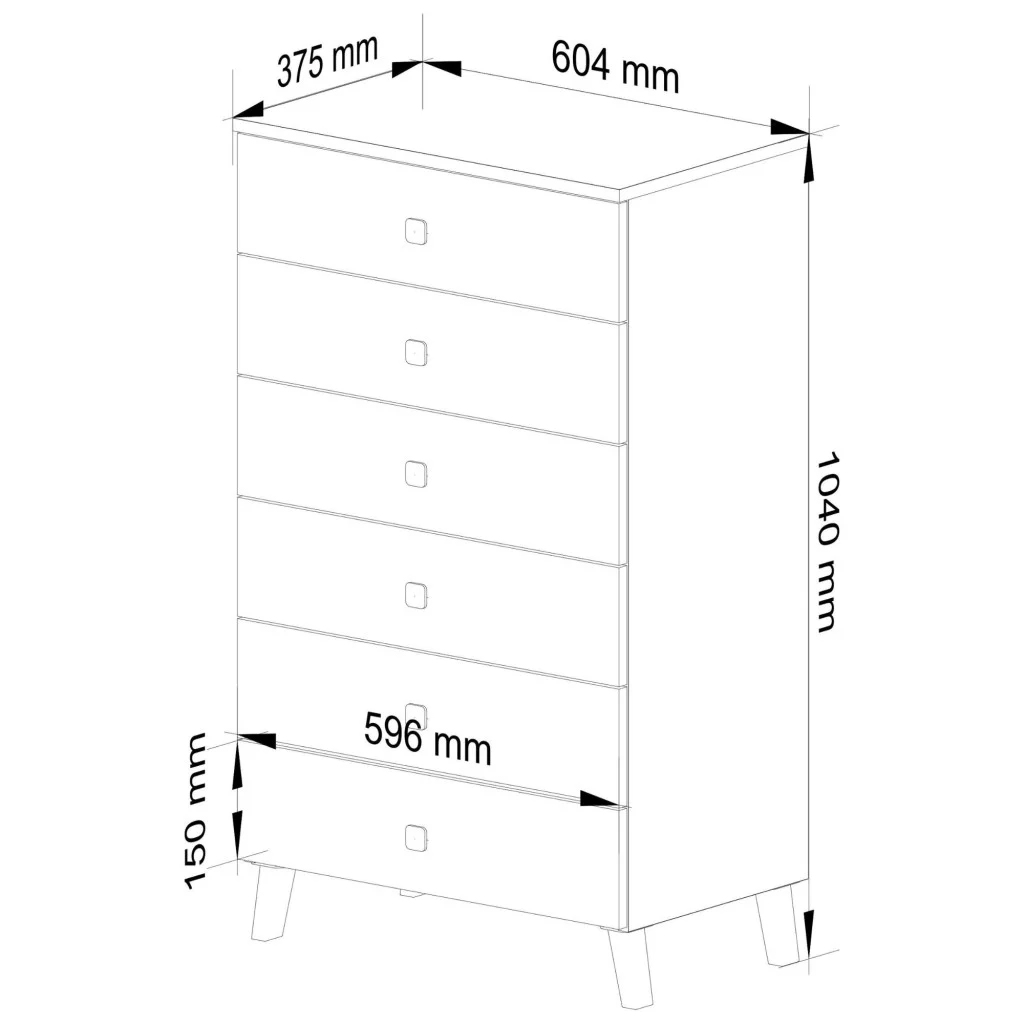 MOBI K-06 komód, 6 fiókkal, 60x37x104 cm, kasmír színű, arany részletekkel - Image 7