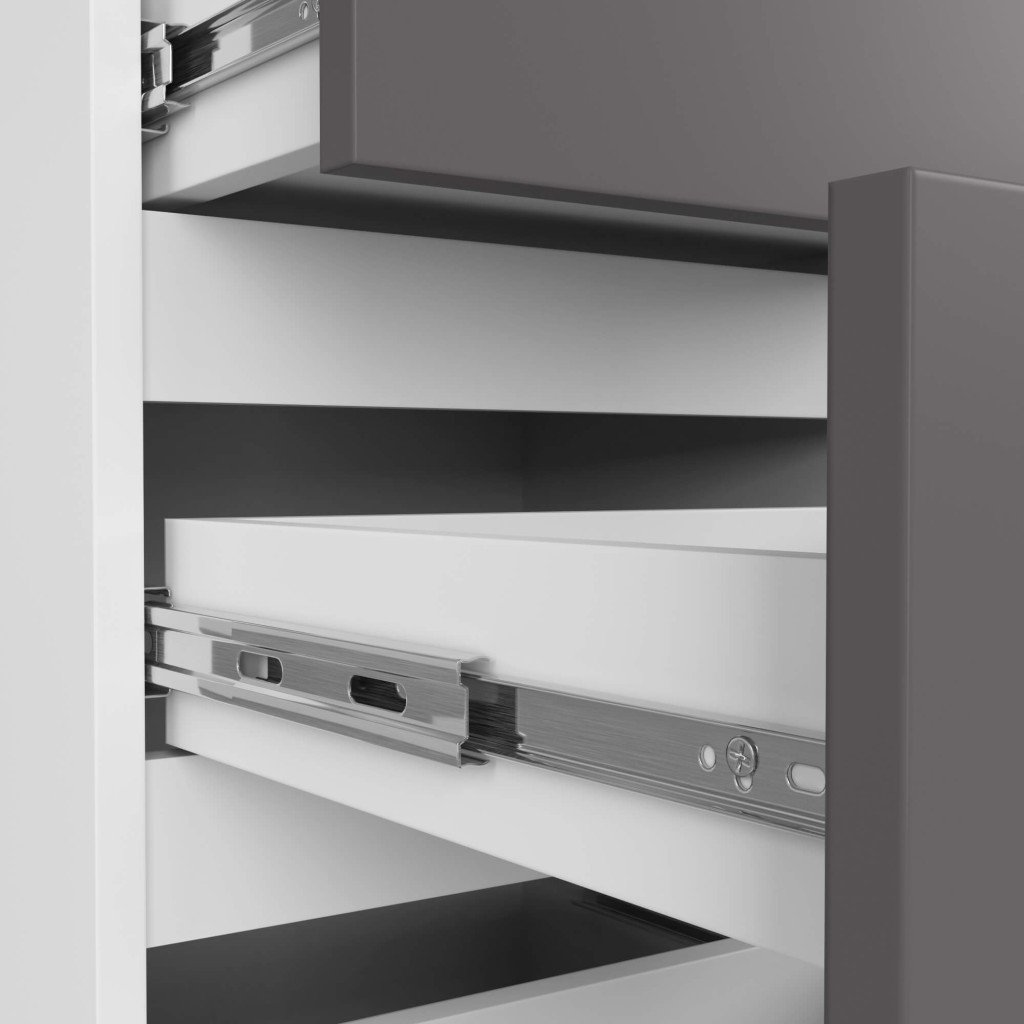 4 fiókos komód, 16 mm laminált forgácslap, 40x35x74 cm, fehér és szürke - Image 4