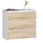 Éjjeliszekrény 3 zárral, PAL laminált 16 mm, 60x35x57 cm, fehér és tölgy sonoma