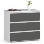 Éjjeliszekrény 3 zárral, PAL laminált 16 mm, 60x35x57 cm, fehér és szürke