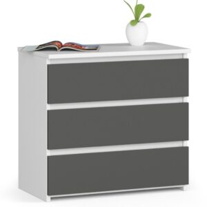 Éjjeliszekrény 3 zárral, PAL laminált 16 mm, 60x35x57 cm, fehér és szürke