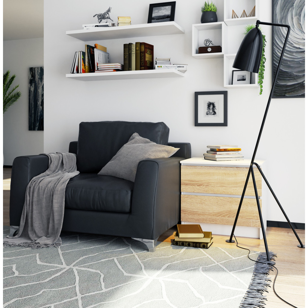 Éjjeliszekrény 2 zárral, 16 mm-es PAL laminált lapból, 60x40x55 cm, fehér és sonoma tölgyfa - Image 4