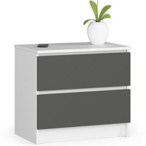 Éjjeliszekrény 2 db PAL laminált, 16 mm-es, 60x40x55 cm-es, fehér és szürke színű zárral