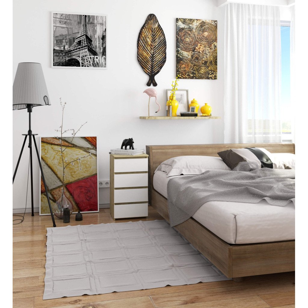 4 fiókos komód, 16 mm laminált forgácslap, 40x35x74 cm, artisan tölgy és fehér - Image 4