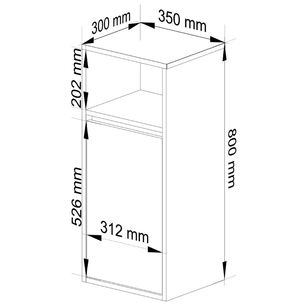 Függesztett fürdőszoba-polc, ajtóval és 2 polccal, 16 mm-es forgácslap, 35x30x80 cm, fehér és sonoma tölgy - Image 3