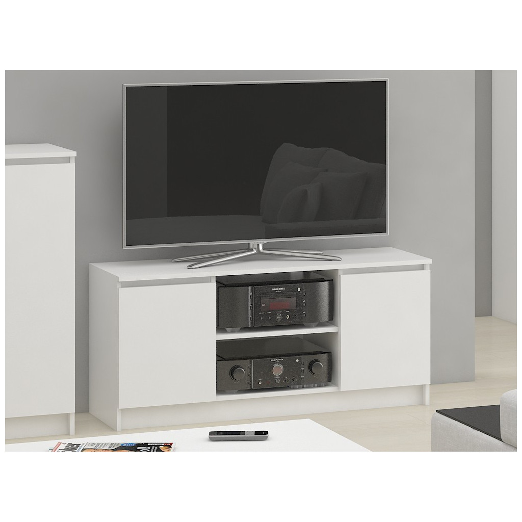 TV-szekrény 2 ajtóval és egy polccal, PAL laminált 16 mm, 120x40x55 cm, fehér - Image 5