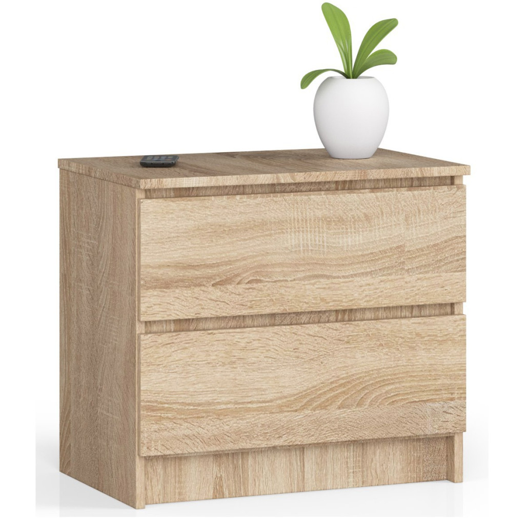 Éjjeliszekrény 2 zárral, 16 mm-es PAL laminált lapból, 60x40x55 cm, sonoma tölgyfa