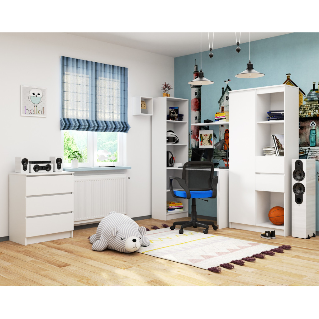 SMART íróasztal polcokkal, laminált forgácslap, 125x50x180 cm, fehér - Image 3