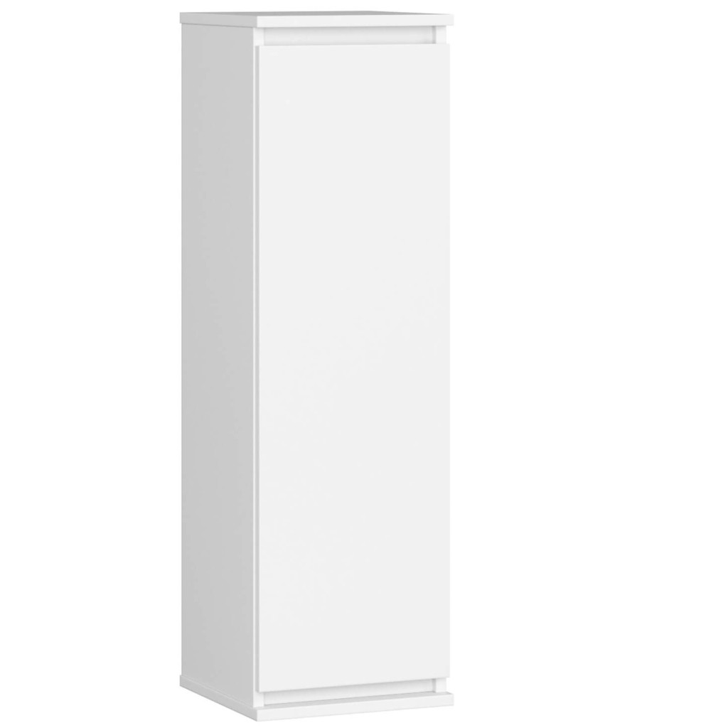 Fali szekrény 1 ajtóval és 3 belső polccal, 16 mm laminált forgácslap, 30x30x99 cm, fehér