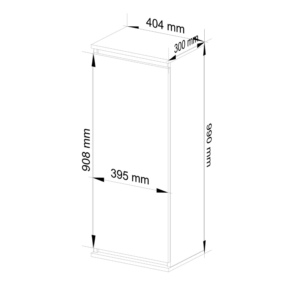 Fali szekrény, ajtóval és 3 belső polccal, 16 mm-es laminált forgácslap, 40x30x99 cm, fehér - Image 3