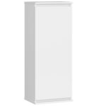 Fali szekrény, ajtóval és 3 belső polccal, 16 mm-es laminált forgácslap, 40x30x99 cm, fehér